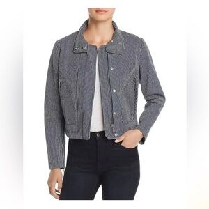 Tahari Womens Moto Jacket Cristina Zip Pockets  Size L